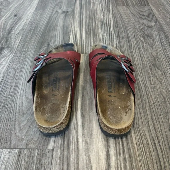 Birkenstock Florida Birko-Flor Pull Up Sandals Burgundy - Picture 4 of 6